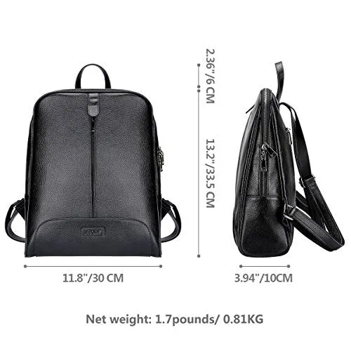 S-Zone Women Genuine Leather Backpack Purse Travel Bag Fit 14-Inch Laptop Upgraded Version