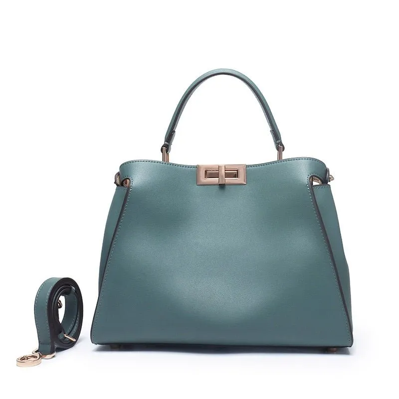 SACAMAIN Soft Leather Solid Color with Strap Shoulder Handbag