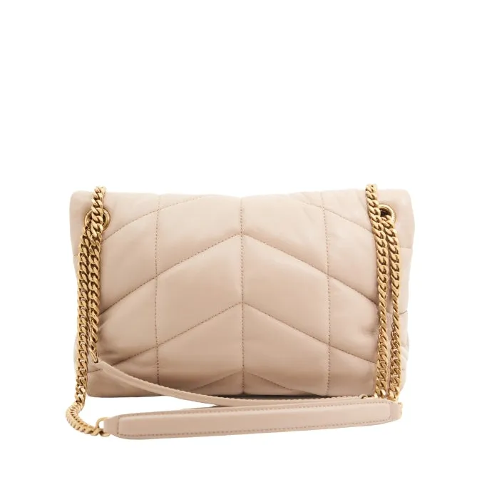 Saint Laurent Calfskin Puffer LouLou in Beige GHW