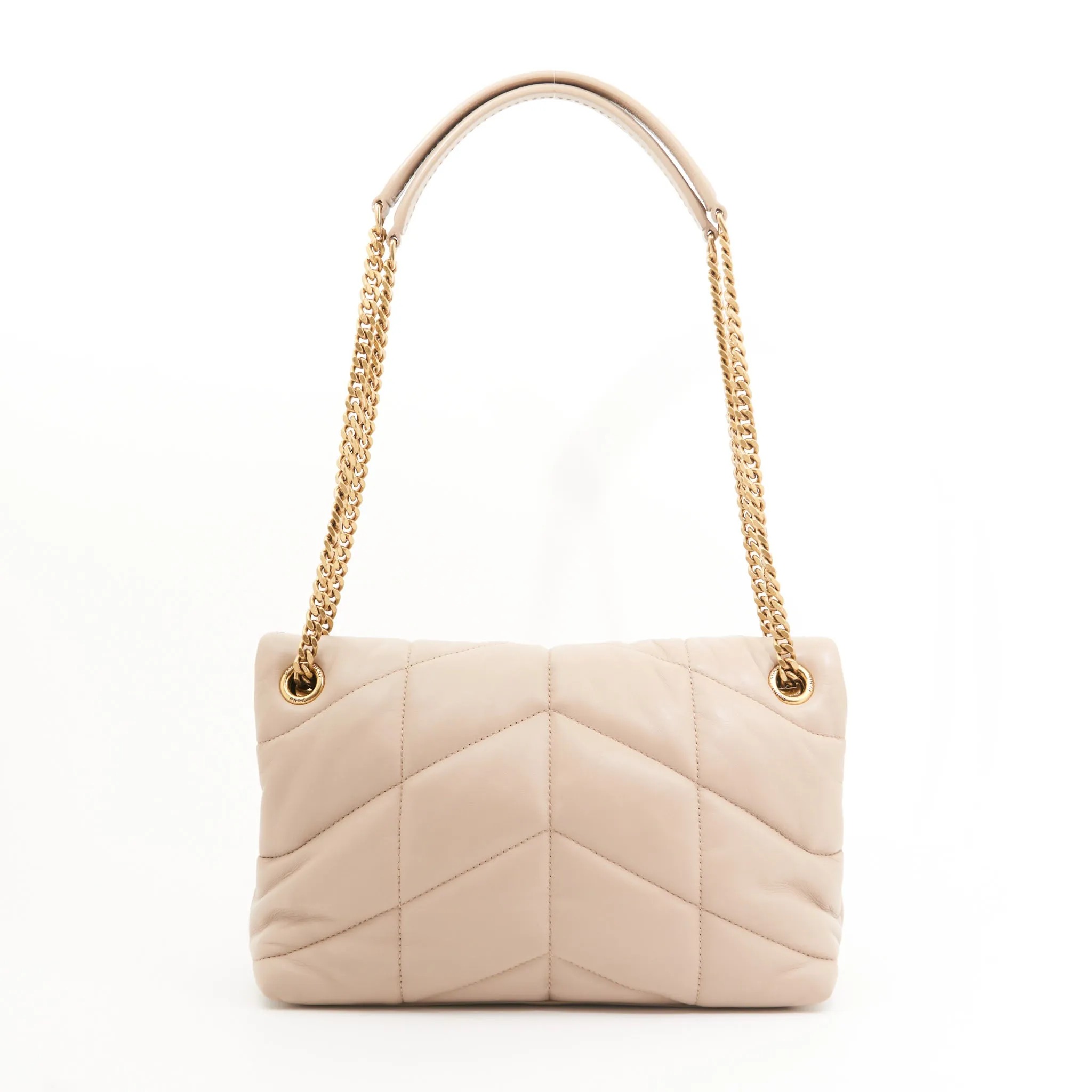 Saint Laurent Calfskin Puffer LouLou in Beige GHW