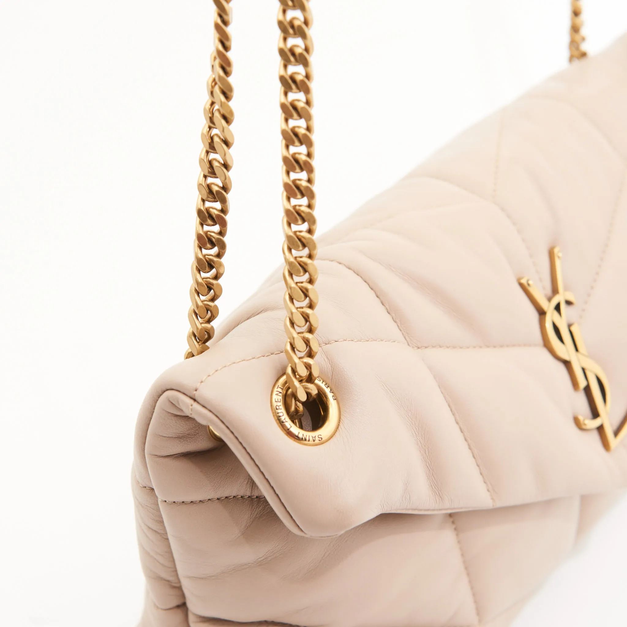 Saint Laurent Calfskin Puffer LouLou in Beige GHW