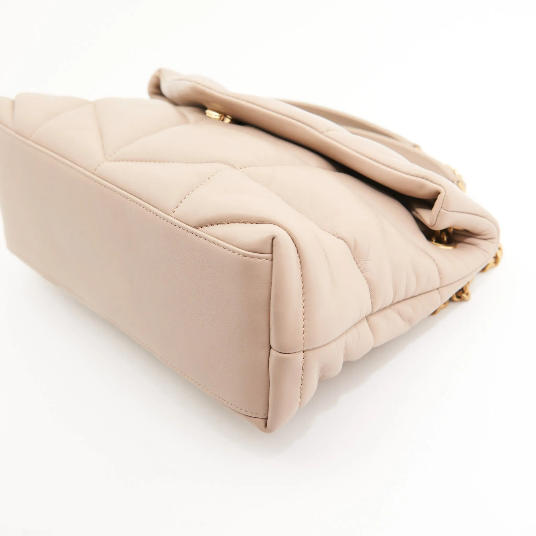 Saint Laurent Calfskin Puffer LouLou in Beige GHW