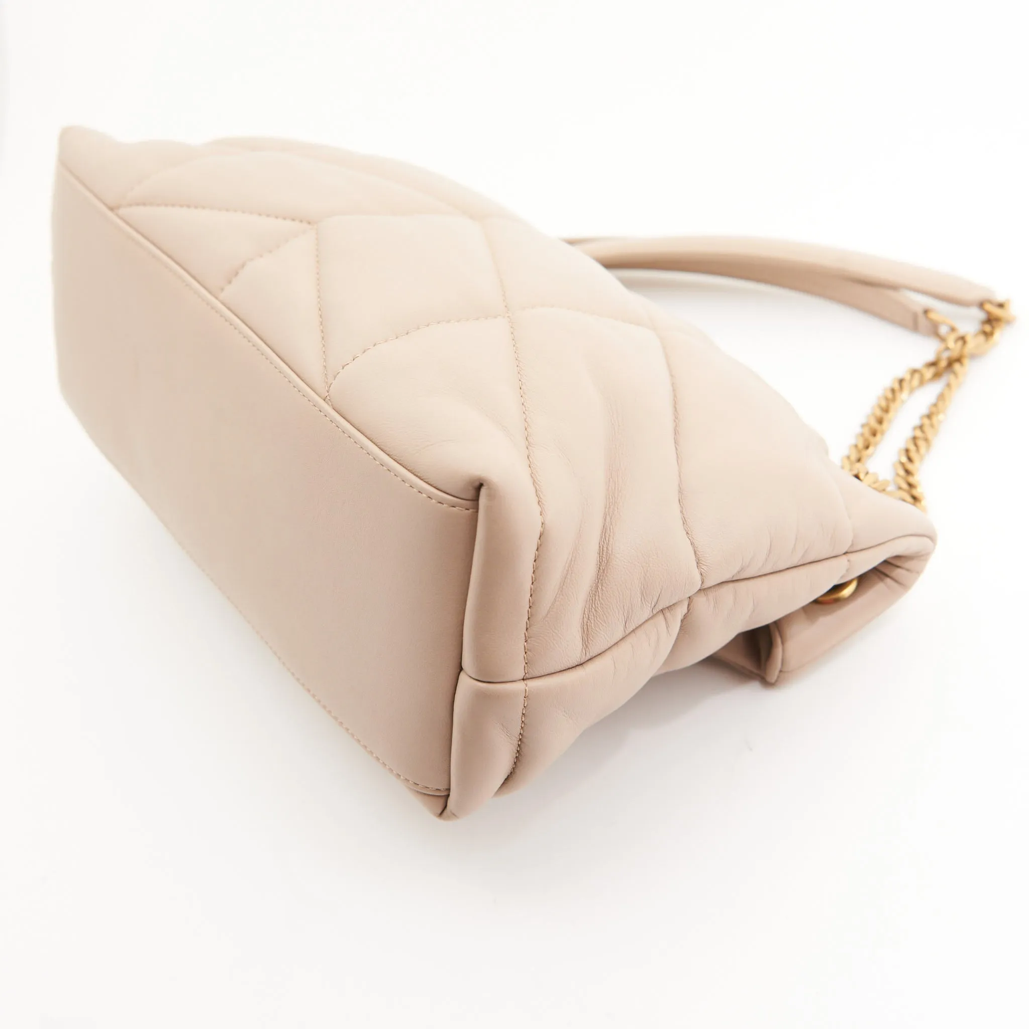 Saint Laurent Calfskin Puffer LouLou in Beige GHW