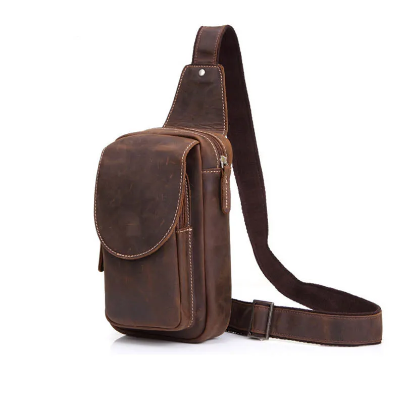 Sidiou Group Men Messenger Bags Genuine Leather Men's Bags Travel Chest Pack  Leather Shoulder Bags