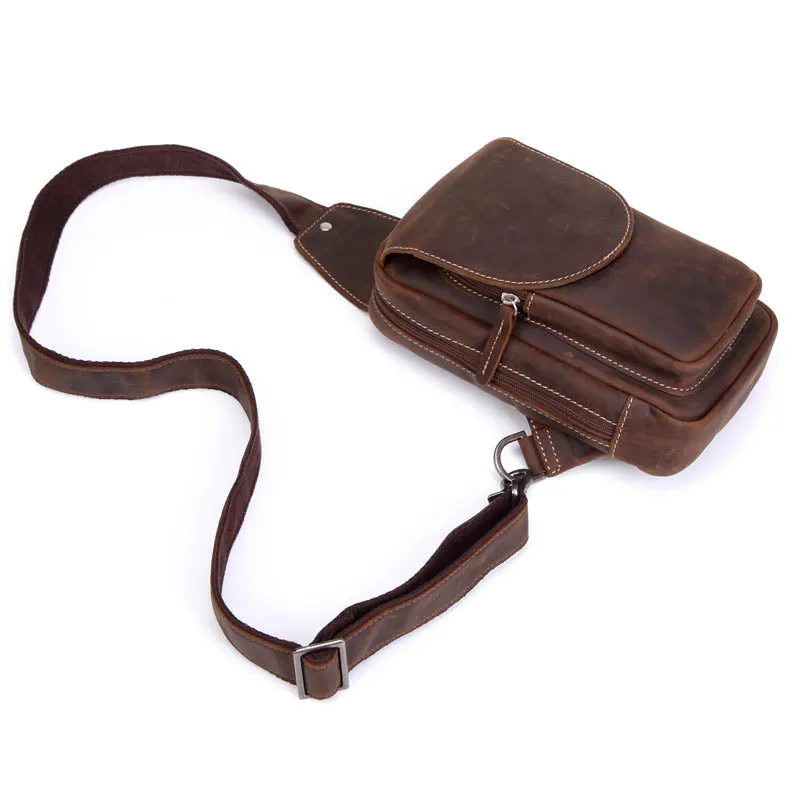 Sidiou Group Men Messenger Bags Genuine Leather Men's Bags Travel Chest Pack  Leather Shoulder Bags