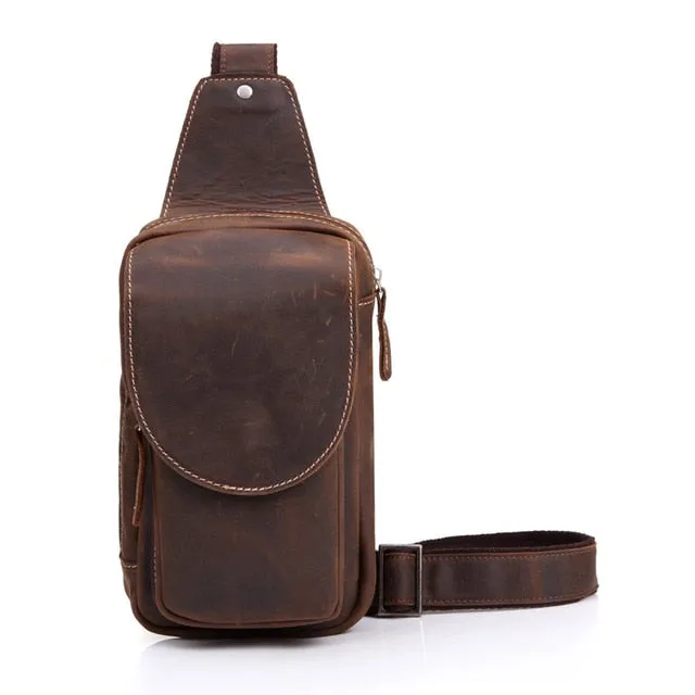 Sidiou Group Men Messenger Bags Genuine Leather Men's Bags Travel Chest Pack  Leather Shoulder Bags