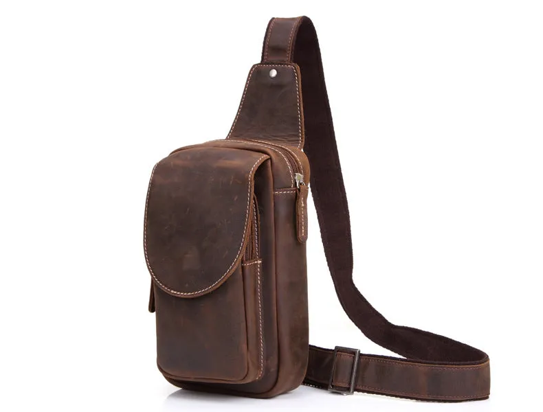 Sidiou Group Men Messenger Bags Genuine Leather Men's Bags Travel Chest Pack  Leather Shoulder Bags