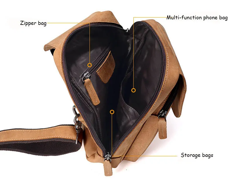 Sidiou Group Men Messenger Bags Genuine Leather Men's Bags Travel Chest Pack  Leather Shoulder Bags