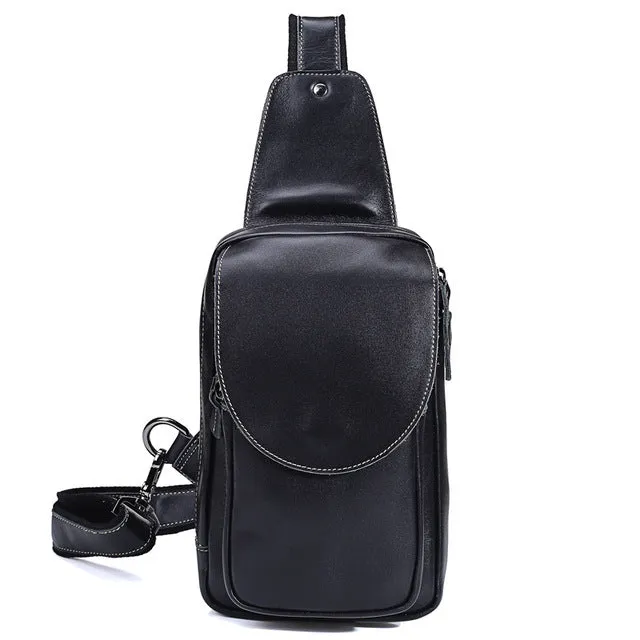 Sidiou Group Men Messenger Bags Genuine Leather Men's Bags Travel Chest Pack  Leather Shoulder Bags