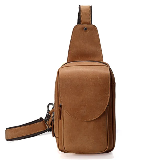 Sidiou Group Men Messenger Bags Genuine Leather Men's Bags Travel Chest Pack  Leather Shoulder Bags