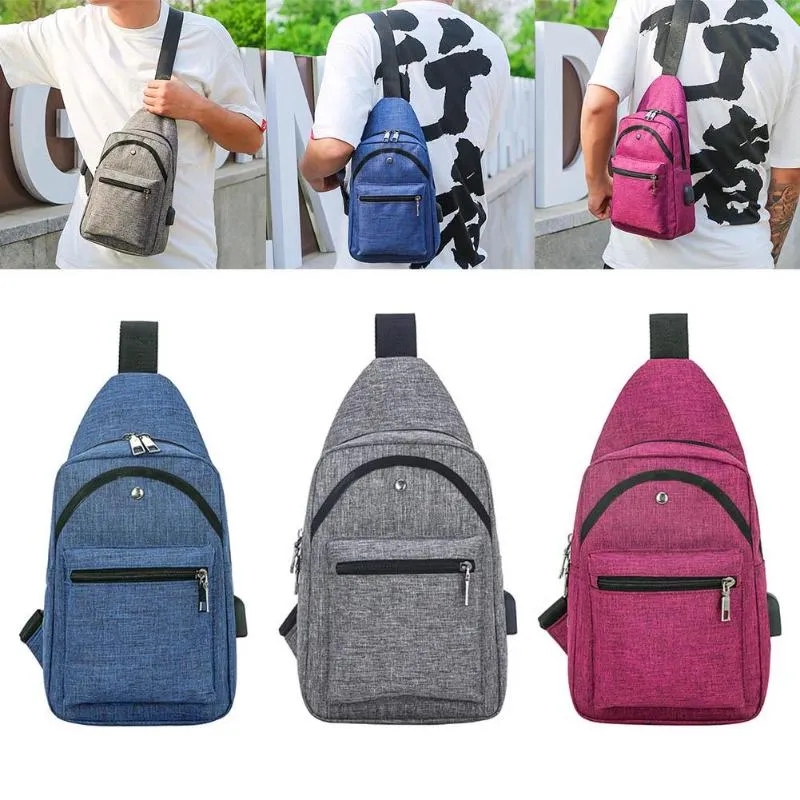 Sidiou Group USB Charge Anti Theft Chest Pack Men Portable Waterproof Organizer Sling Shoulder Bags