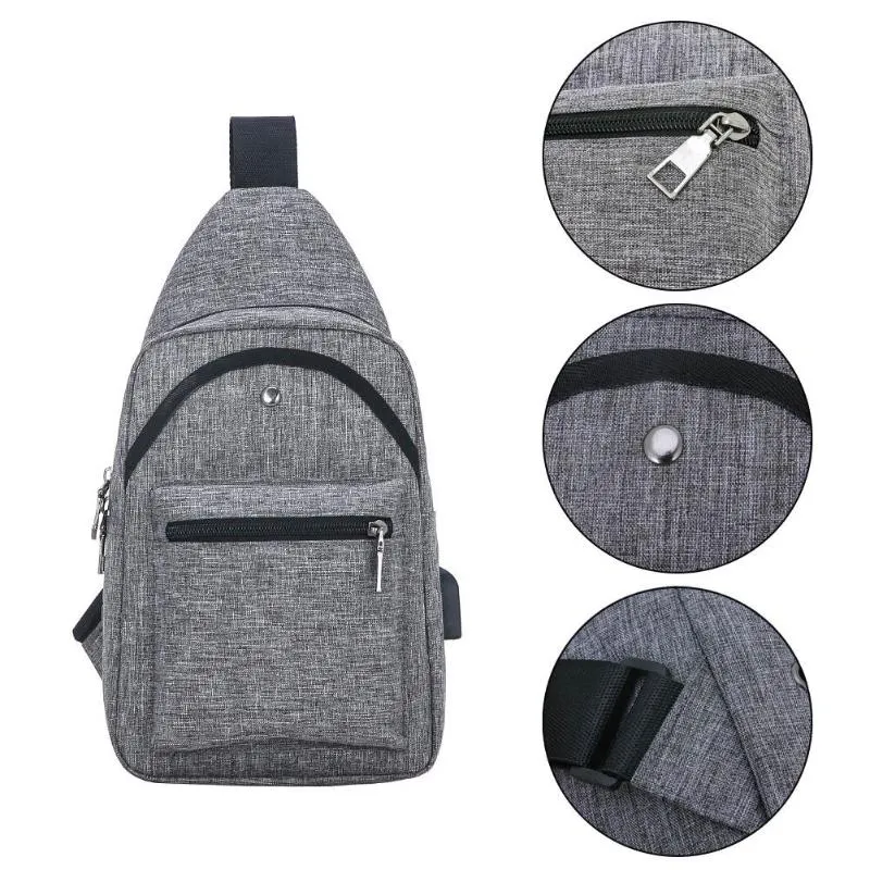 Sidiou Group USB Charge Anti Theft Chest Pack Men Portable Waterproof Organizer Sling Shoulder Bags