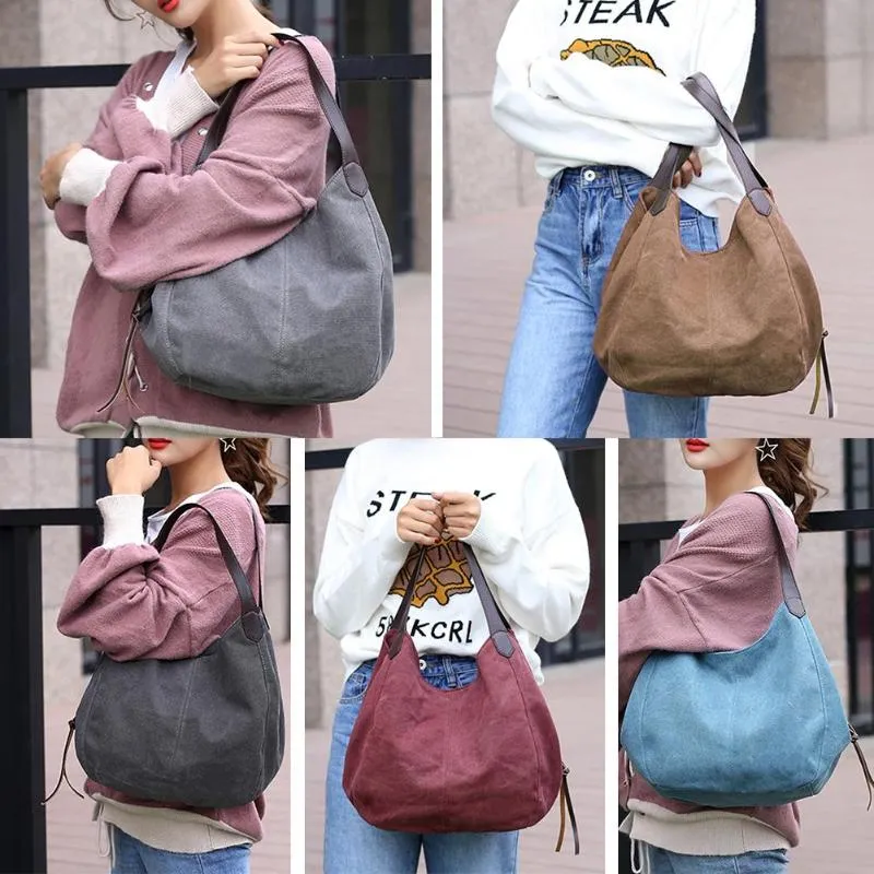 Sidiou Group Vintage Women Canvas Shoulder Bag Hand Bags Ladies Casual Handbag  Sling Shoulder Bags