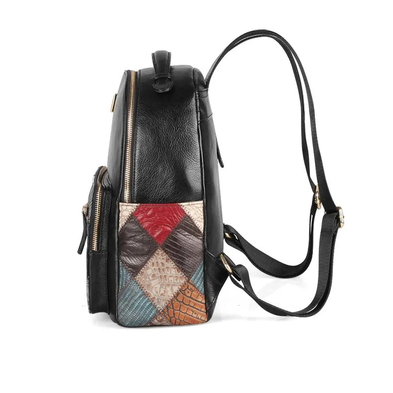 Small Womens Boho Leather Backpack Bags Leather Rucksack For Women