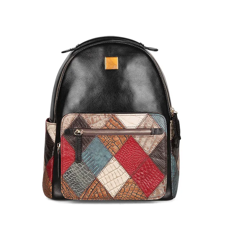 Small Womens Boho Leather Backpack Bags Leather Rucksack For Women
