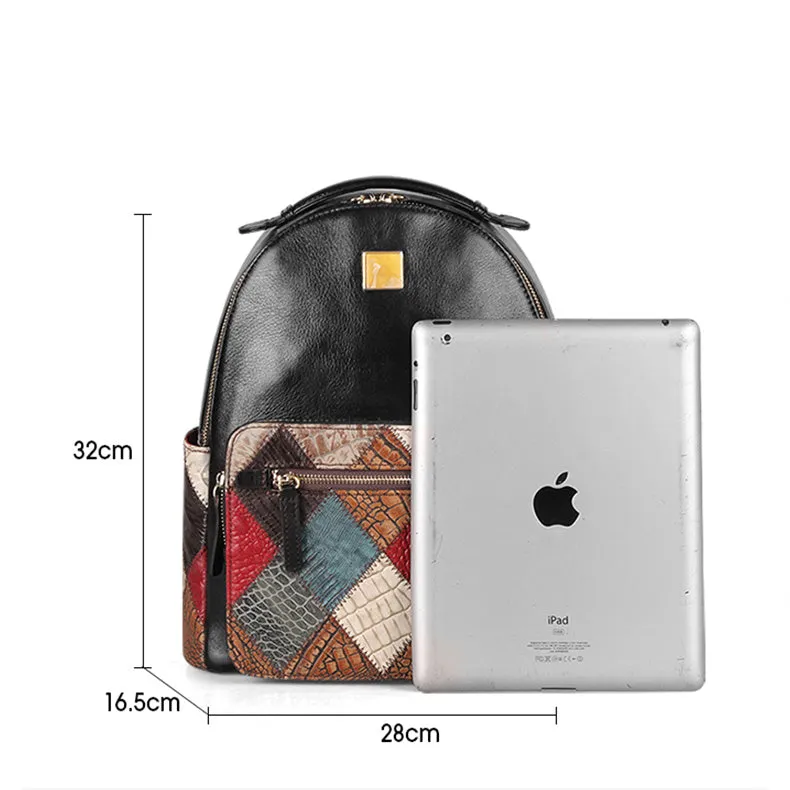 Small Womens Boho Leather Backpack Bags Leather Rucksack For Women
