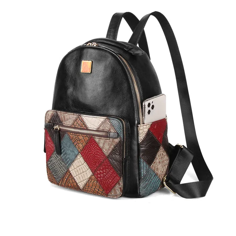 Small Womens Boho Leather Backpack Bags Leather Rucksack For Women