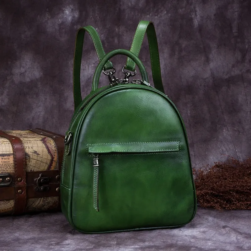 Small Womens Dyeing Leather Backpack Handbags Shoulder Bag for Women