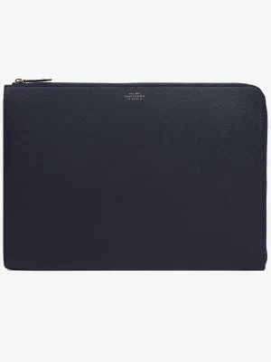 Smythson Large Laptop Case Navy