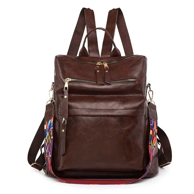 Sohiwoo Multifunction High Shoulder Backpack Women Bags Backpack Quality Bagpack Girls Teenager Mochila Bags School For  Leather New