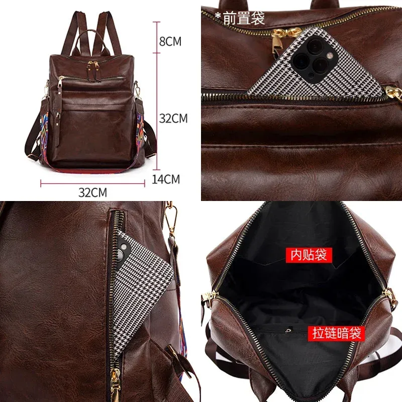 Sohiwoo Multifunction High Shoulder Backpack Women Bags Backpack Quality Bagpack Girls Teenager Mochila Bags School For  Leather New