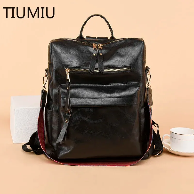 Sohiwoo Multifunction High Shoulder Backpack Women Bags Backpack Quality Bagpack Girls Teenager Mochila Bags School For  Leather New
