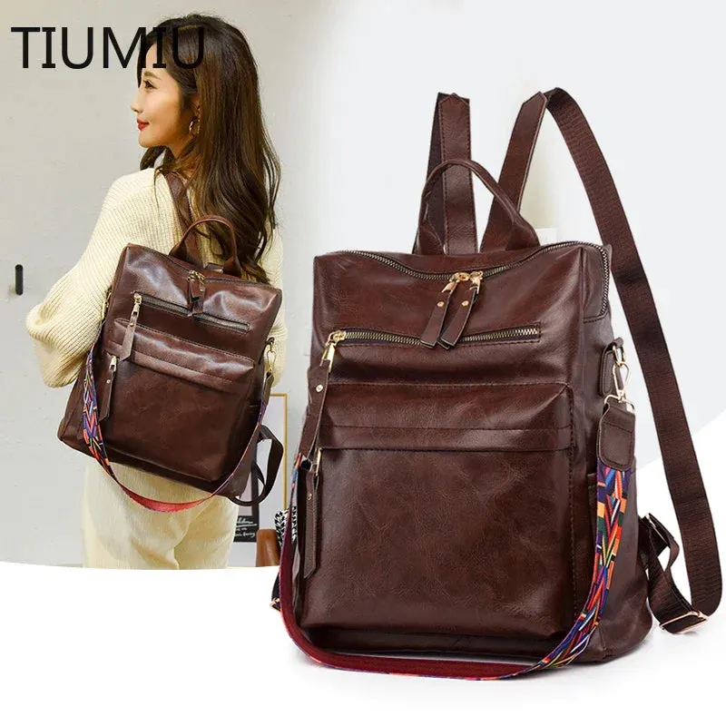Sohiwoo Multifunction High Shoulder Backpack Women Bags Backpack Quality Bagpack Girls Teenager Mochila Bags School For  Leather New