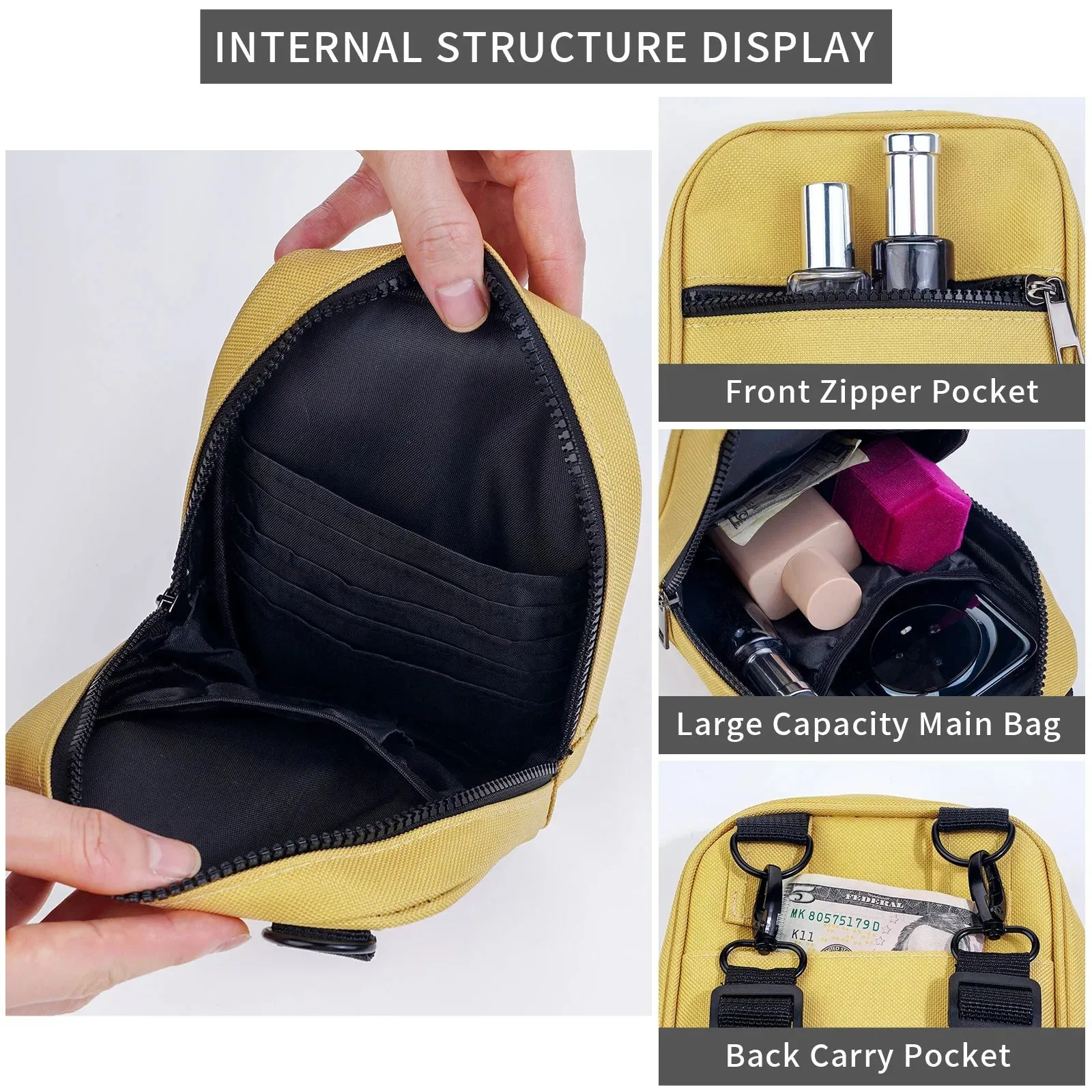 Sohiwoo Sling Long Pack Bag Multifunctional Waist Women Genuine Shoulder Crossbody Small Men Messenger Bag Nylon Purse Wallet