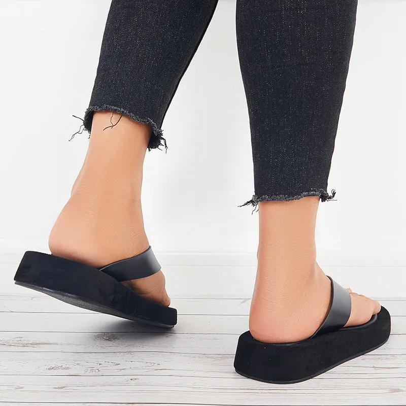 Sohiwoo Women Women Platform Flip Flops Soft Sole Slides Thong Sandals