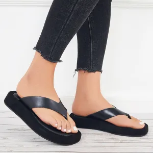 Sohiwoo Women Women Platform Flip Flops Soft Sole Slides Thong Sandals