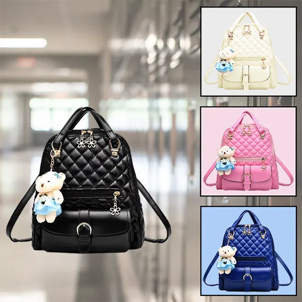 stylish solid backpack with teddybear