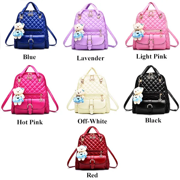 stylish solid backpack with teddybear