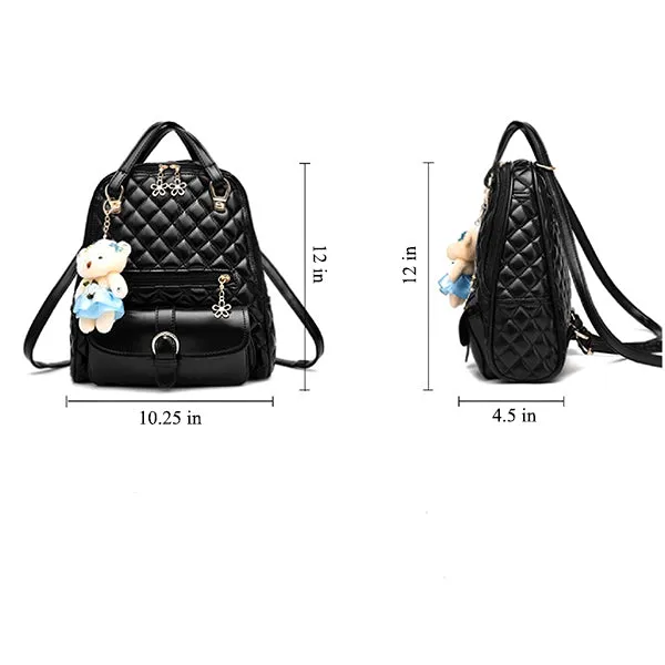stylish solid backpack with teddybear