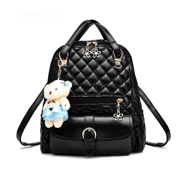 stylish solid backpack with teddybear