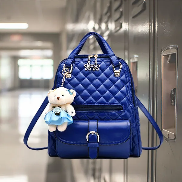 stylish solid backpack with teddybear