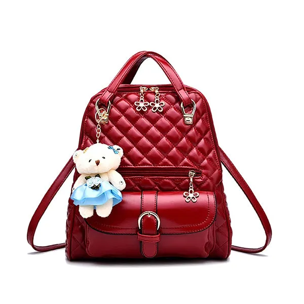 stylish solid backpack with teddybear