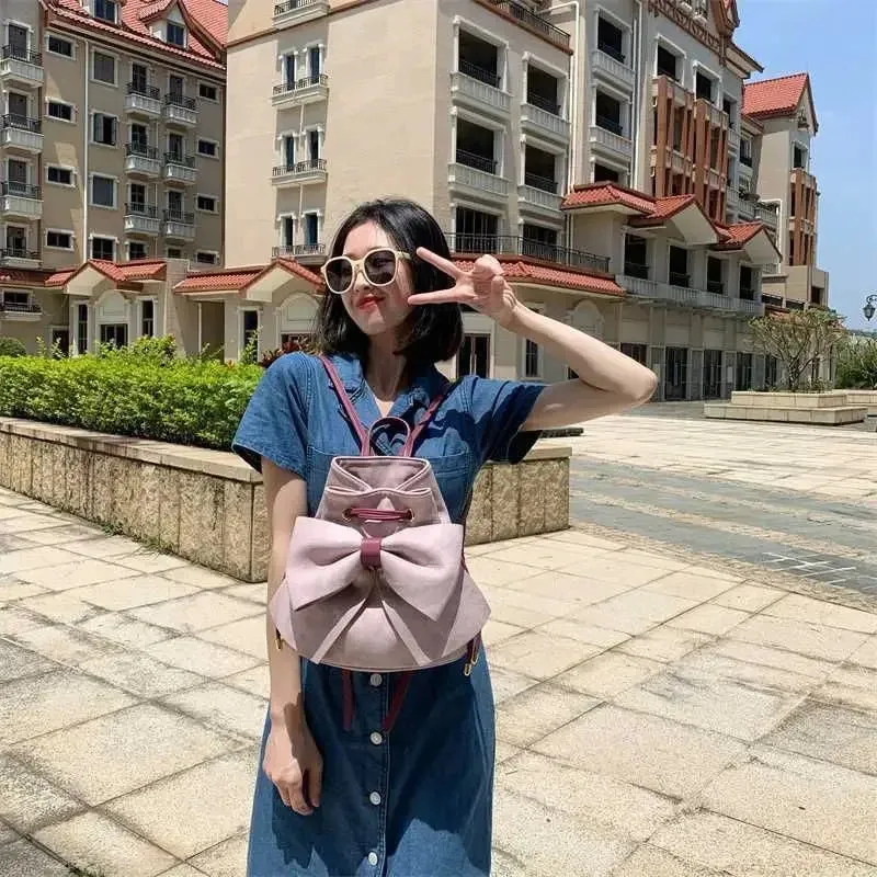 TAVIMART  -  Japanese Sweet Girls Pink Bow Backpacks Streetwear All Match Y2k Students Backpack Casual Fashion Aesthetic Women's Schoolbags