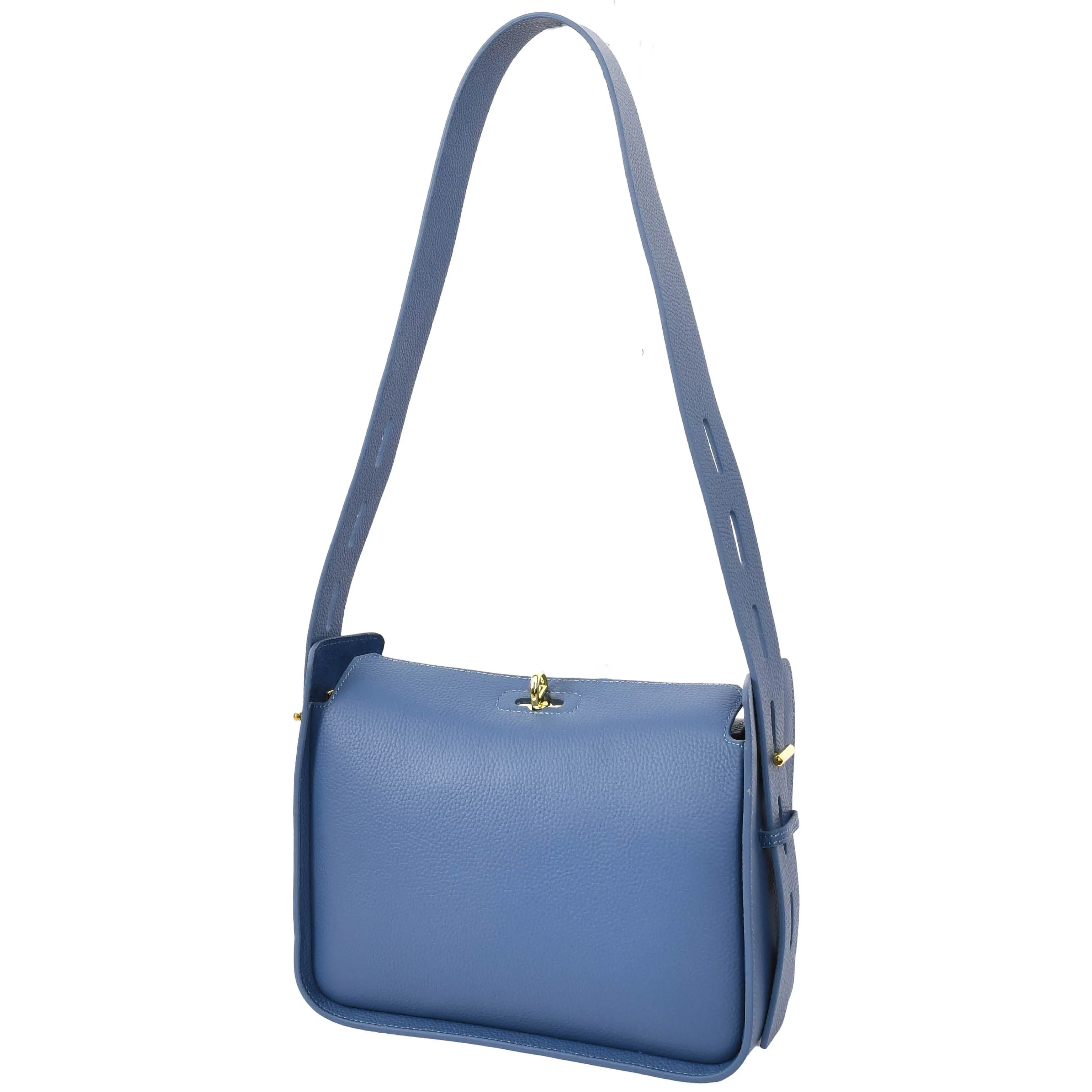 Toronto Women's Classic Real Leather Organiser Shoulder Bag Blue