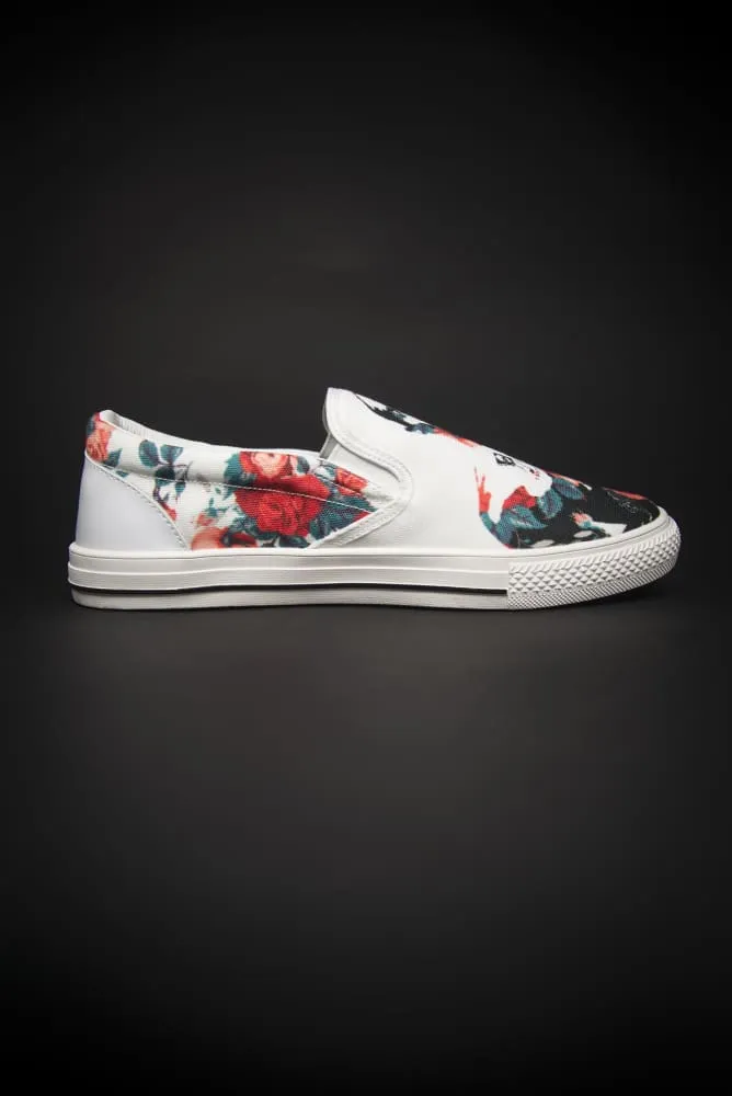 Tupac Floral Print Canvas Ladies Slip On Low-Top