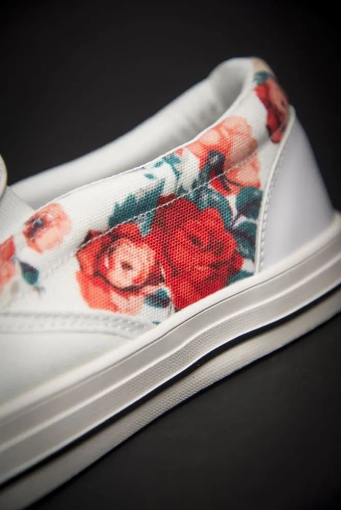 Tupac Floral Print Canvas Ladies Slip On Low-Top