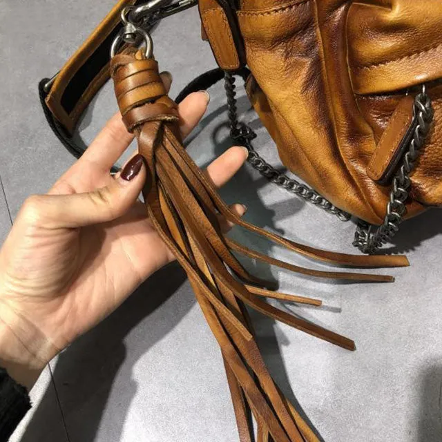 Unique Womens Black Leather Backpack Purse Leather Rucksack for Women