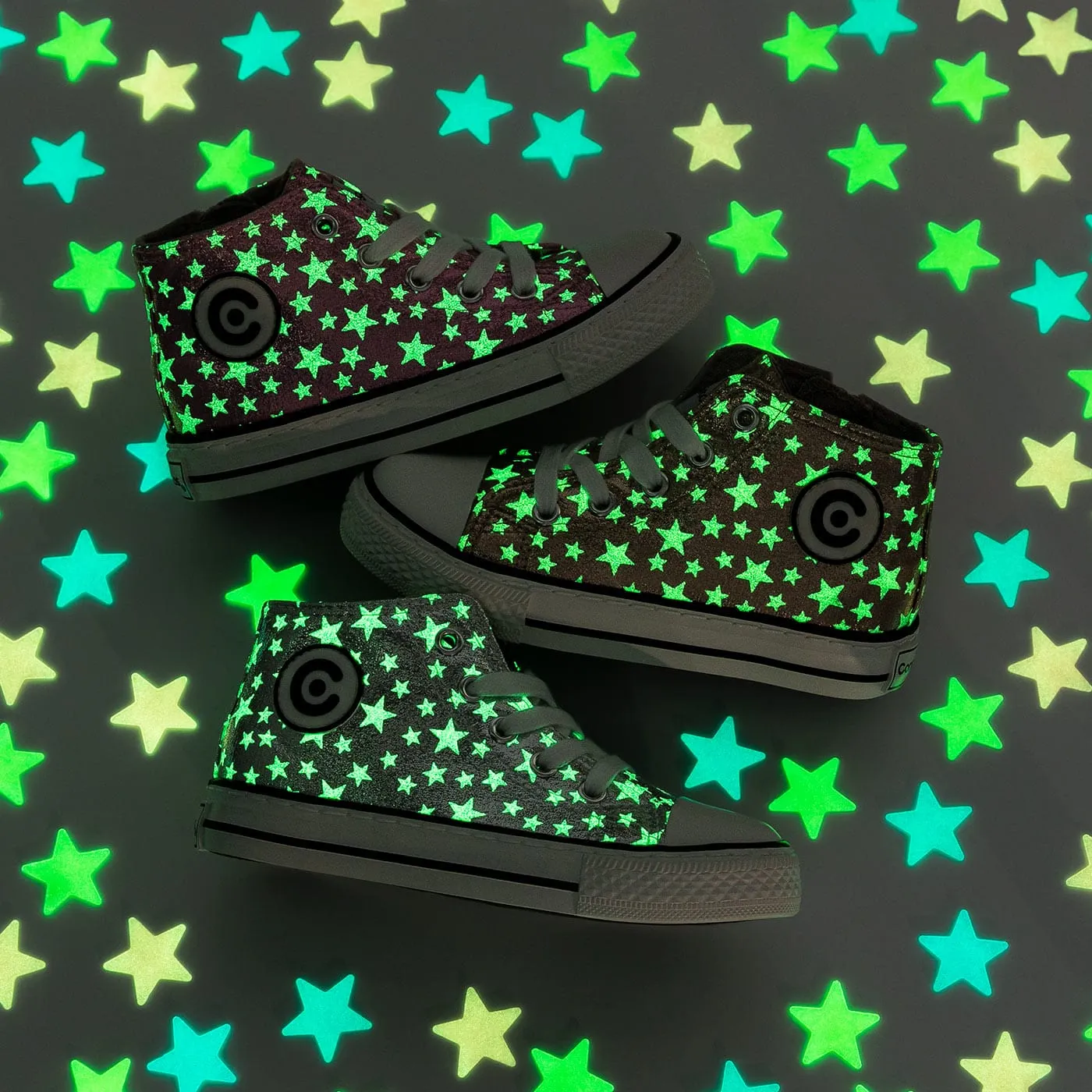 Unisex Pink Glows in the Dark Hi-Top Sneakers