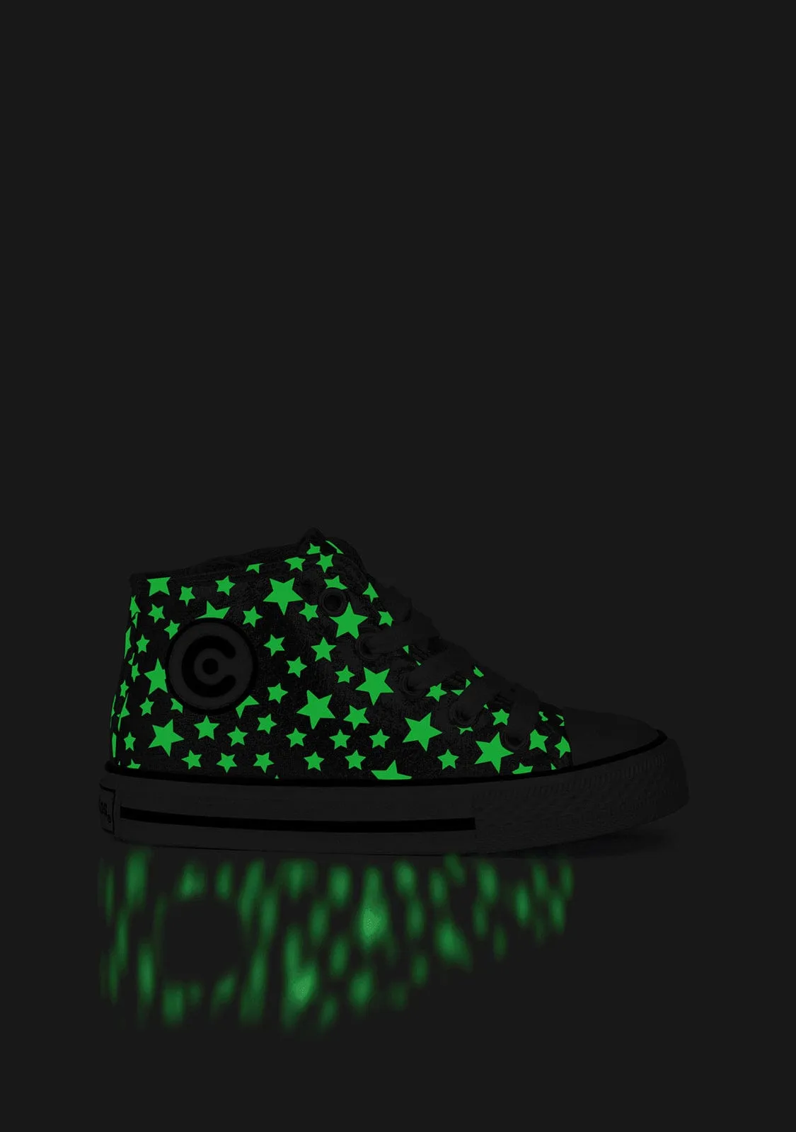 Unisex Silver Glows in the Dark Hi-Top Sneakers