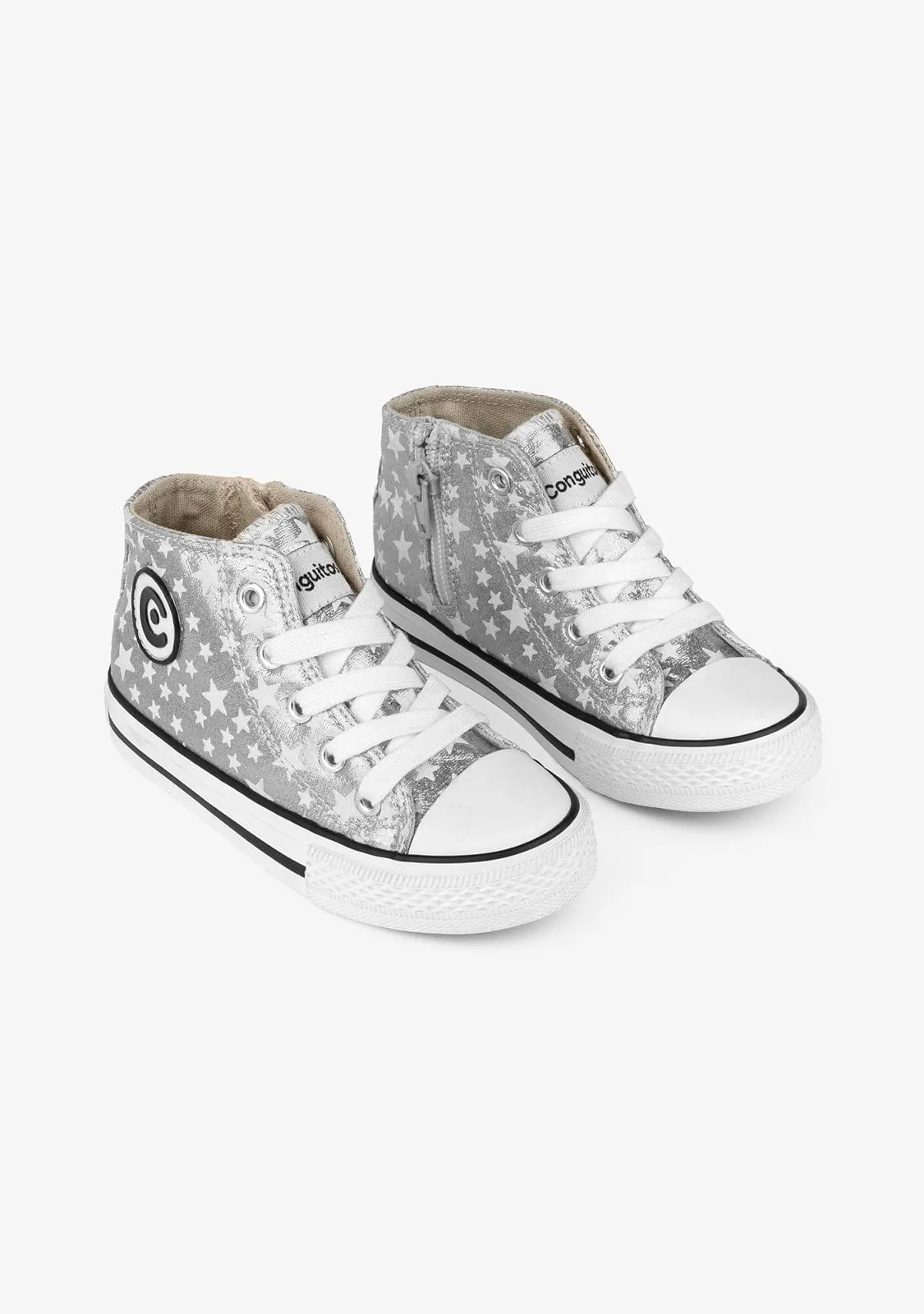Unisex Silver Glows in the Dark Hi-Top Sneakers