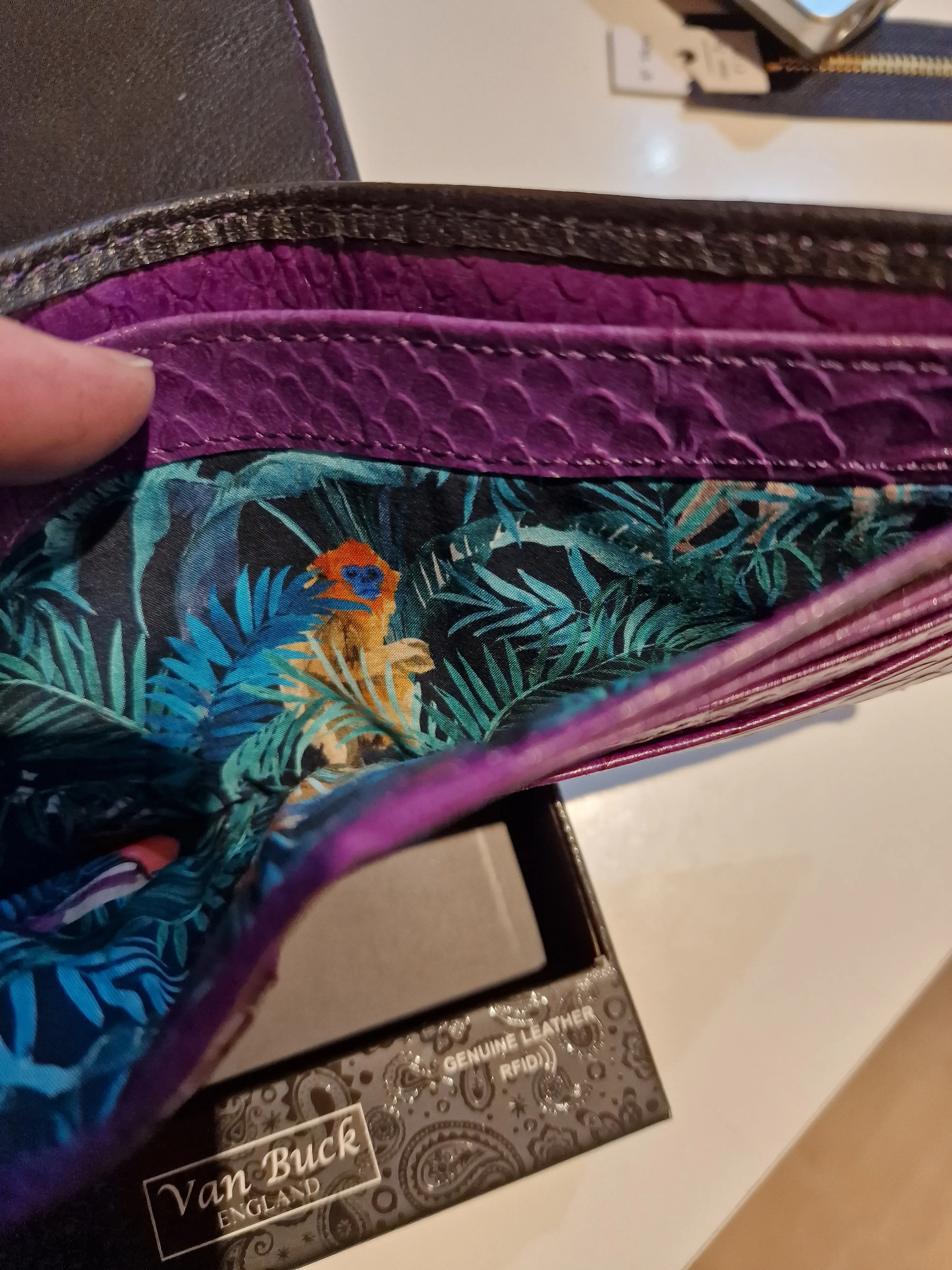 Van Buck Black Leather Wallet Trimmed With Liberty Fabric