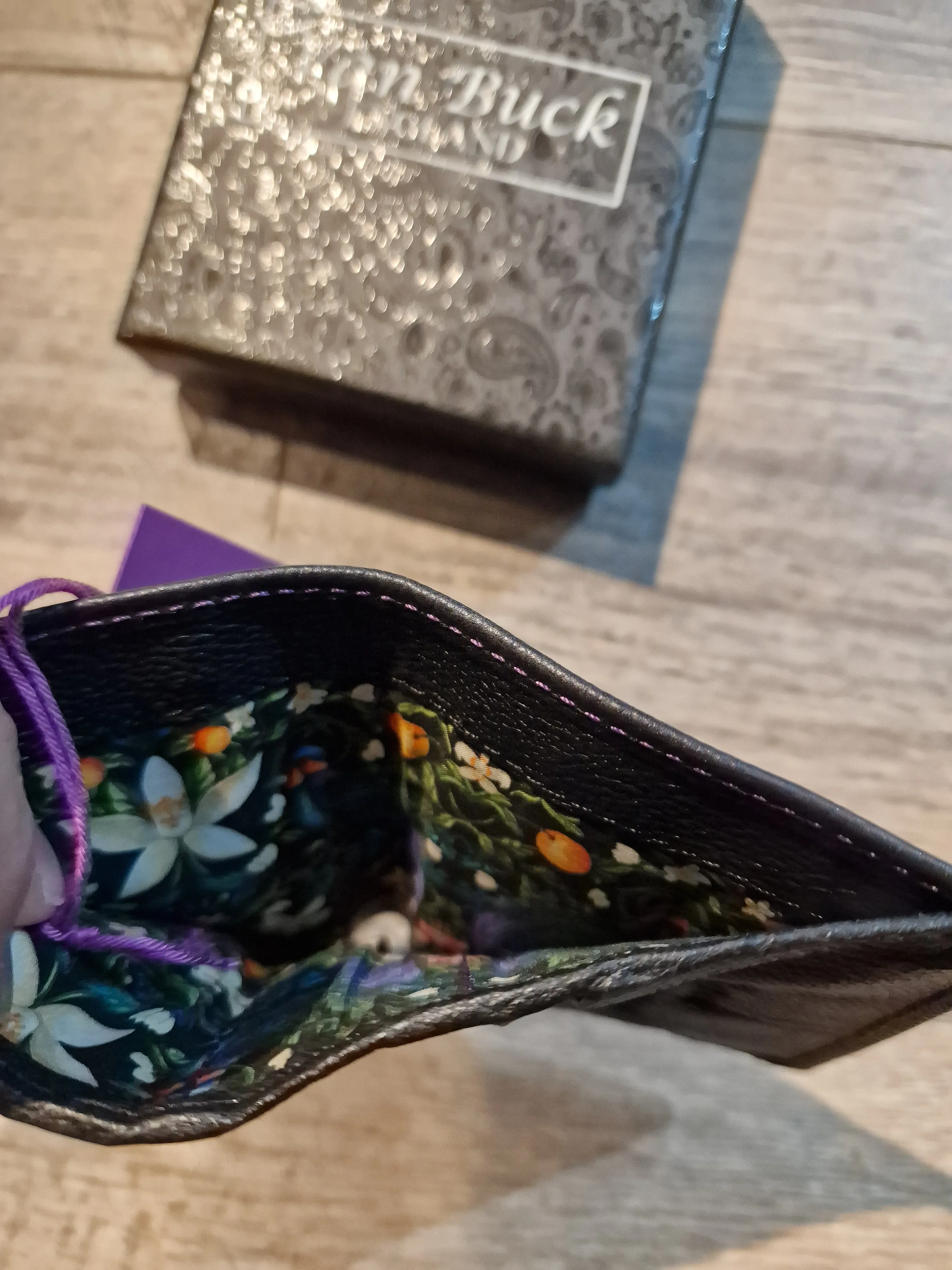 Van Buck Black Leather Wallet Trimmed With Liberty Fabric