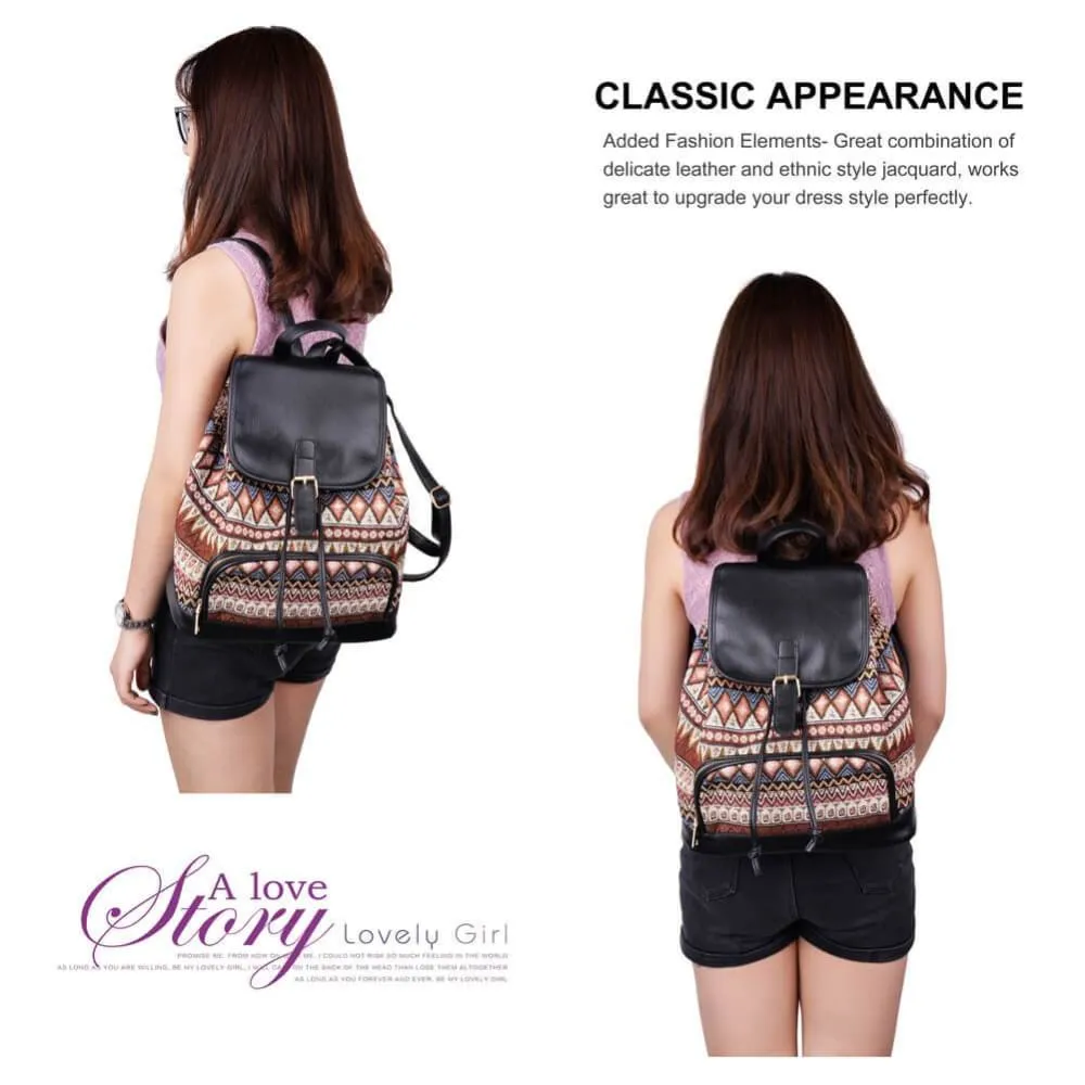 Vbiger Stylish Canvas Backpack Casual Bag Drawstring Backpacks