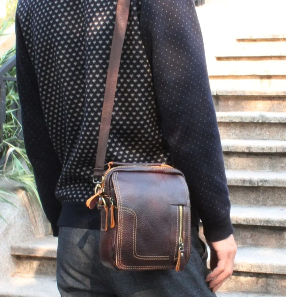 Vintage Genuine Leather Messenger Bag for Men
