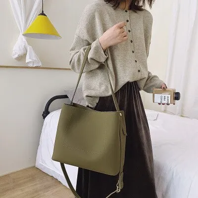 Vvsha Casual Large Capacity Tote Designer Handbags Luxury Matte Leather Female Shoulder Messenger Bag Big Buckets Bag Lady Purse