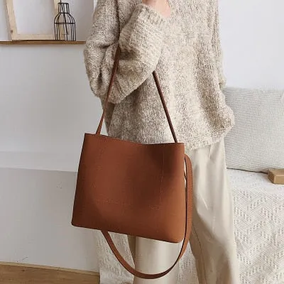Vvsha Casual Large Capacity Tote Designer Handbags Luxury Matte Leather Female Shoulder Messenger Bag Big Buckets Bag Lady Purse